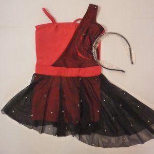 Authentic Ballet Dance Costume Girls XS Raspberry Dress Leotard Headband